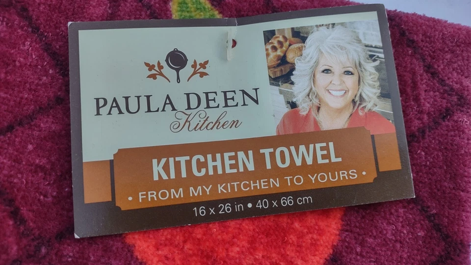 Juego de toallas de cocina Paula Deen manzanas rojas 🍎 16x26 toallas 12x12 paños de cocina Foto 3 de 4