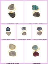 Geode Druzy Yellow Gold Double Stone Ring Adjustable Ring Size Adjustable