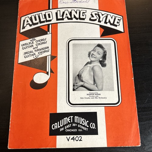 Auld Lang Syne 1935 Marion Mann - Sheet Music Vintage