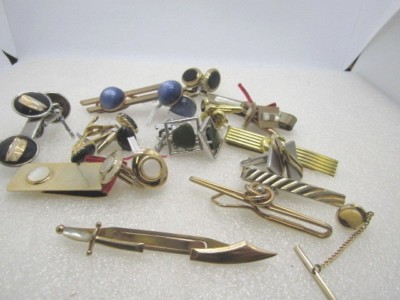 Vintage Lot of 9 Cufflink Tie Bar Sets, 3 Tacks/Bars, Dante , Swank, S.Cov.