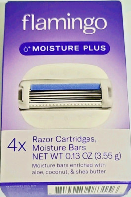 Flamingo Moisture Plus Women's Razor Blade Refills, 4 Count - 5-Blade, Smooth Sh