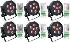  6 Rockville BATTERY PAR 61 Rechargeable RGBWA UV DMX DJ Wash Lights Remotes