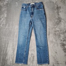 Abercrombie Fitch Jean Women 25 Blue Ankle Straight Ultra High Rise Frayed Denim