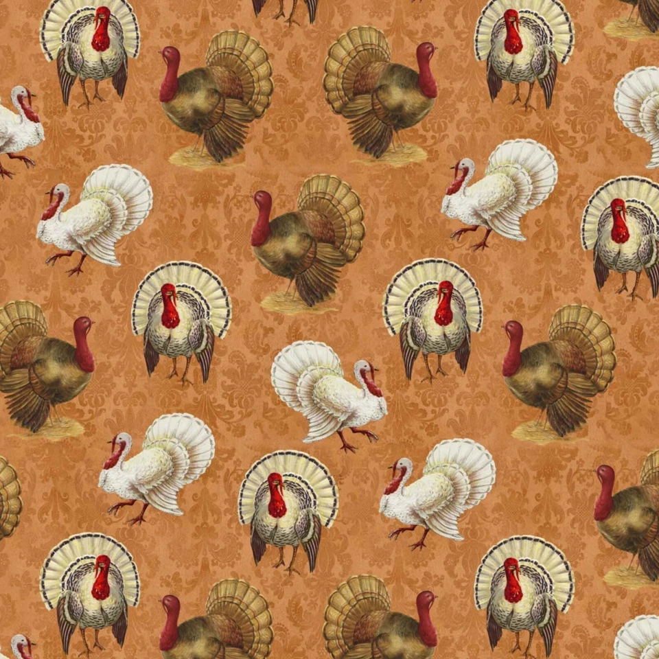 David Textiles 36x44in Cotton Turkey Thanksgiving Precut Sewing Craft Fabric - Image 2 of 3