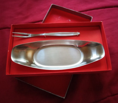 WMF-Cromargan PETITE SERVER Fraser's Stainless Fork + Dish 8606, Germany w/box
