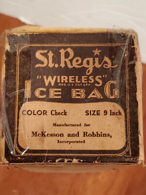 VINTAGE ST. REGIS GENUINE WIRELESS ICE BAG W/ ORIGINAL BOX, U.S.A. 1940's