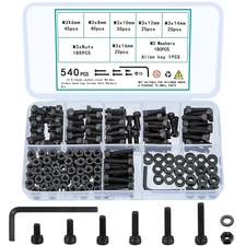 540 Pcs M3 Screws Bolts and Nuts Assortment Kit, Hex Socket Head Cap Screws