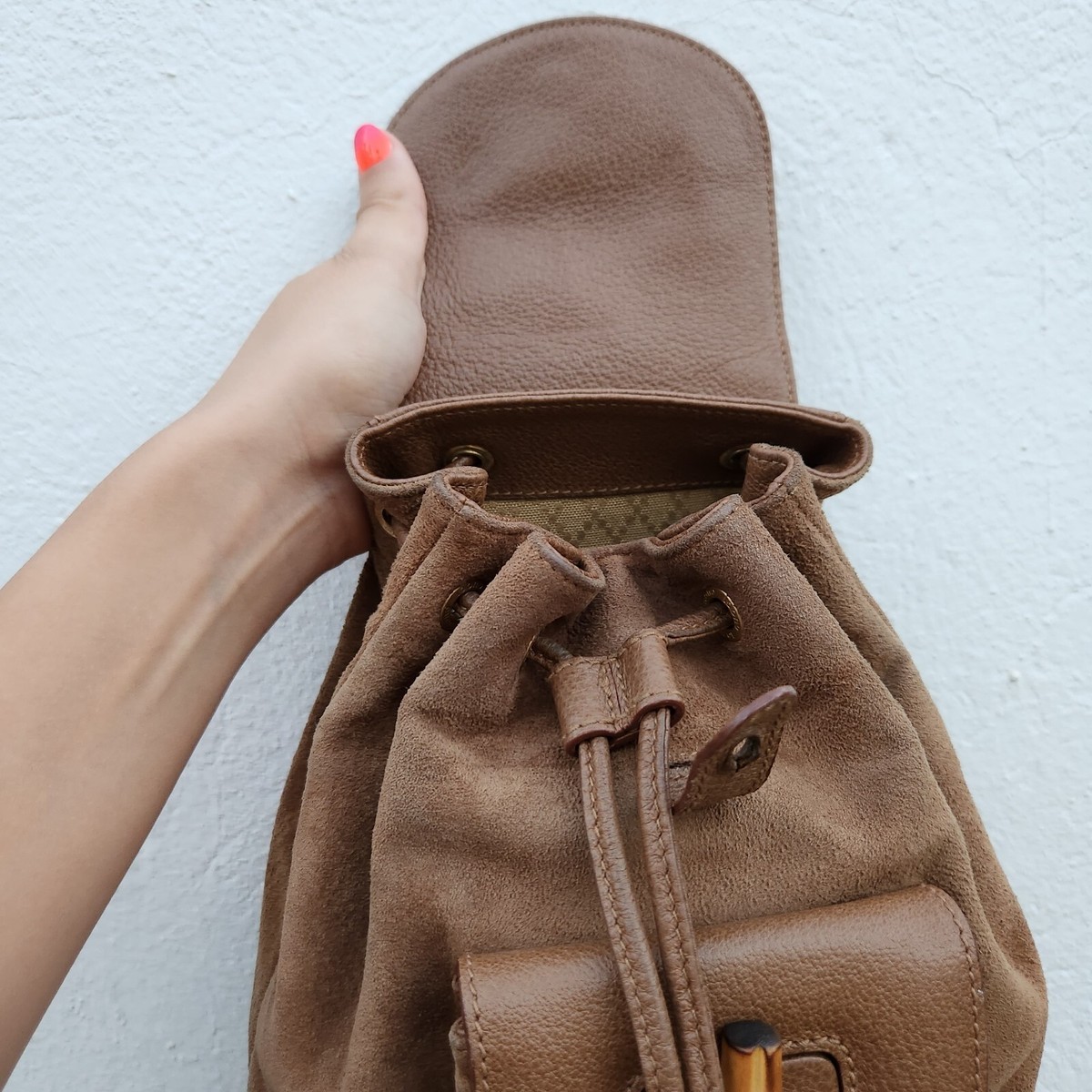 Gucci bamboo camel suede mini backpack ? ??❤️? Gucci Suede Bamboo Handle Backpack – Connect Japan Luxury main image 2