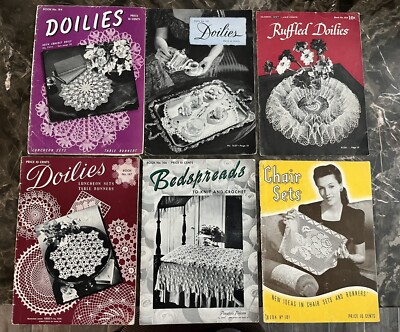 Spool Cotton Co Crochet, Doilies Book Lot - 1940 - Books 147, 166, 181, 201, 253