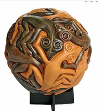 M.C. Escher Sphere Lizards Reptiles Tessellation Resin Sculpture