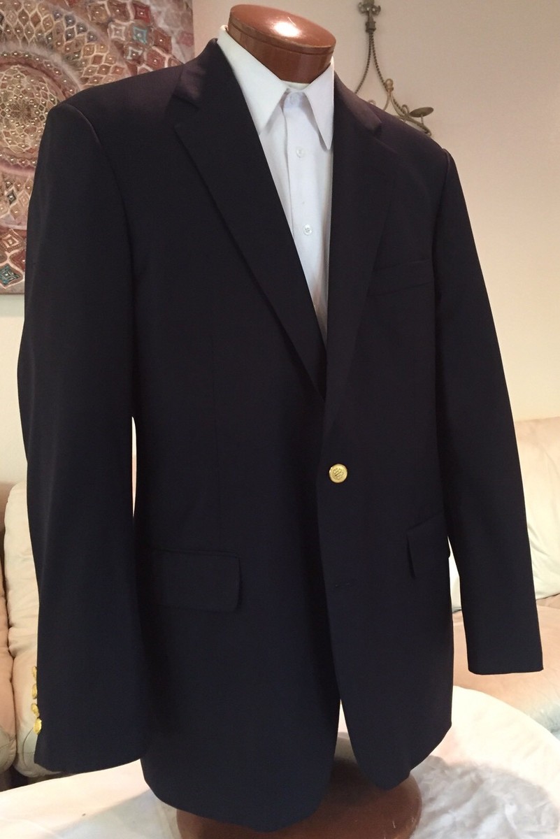 Brooks Brothers Mens Blue Gld Btn Country Club Loro Piana Blazer