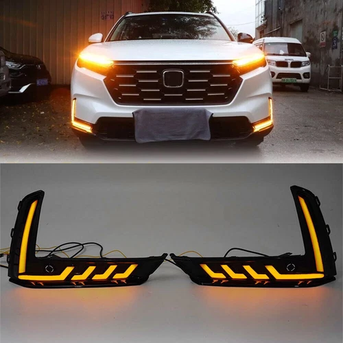Fit 2023-2025 Honda CRV CR-V Pair LED Turn Signal DRL Fog Lights W/Sensor Hole - Picture 4 of 10