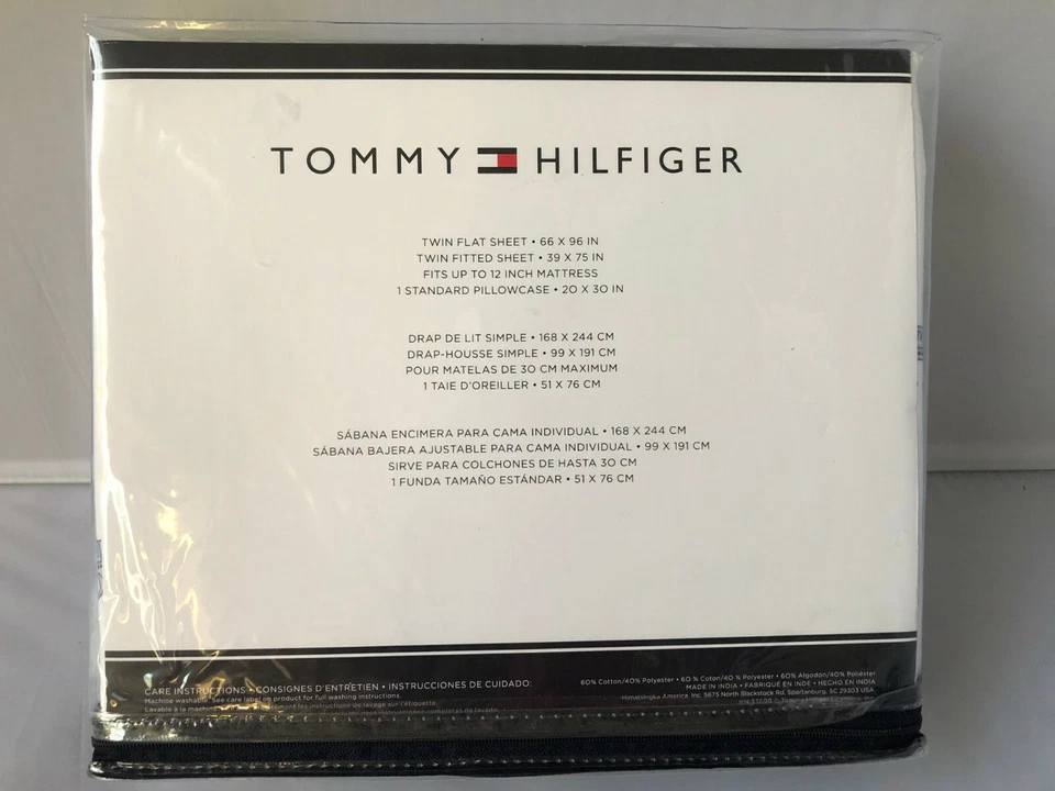 Комплект простыней Tommy Hilfiger 3 шт. двойной размер с принтом 60% хлопок 40% полиэстер - Изображение 2 из 3