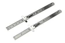 2pc 6" Stainless Steel Pocket Measuring Ruler with Clip Metric & SAE 1/2" Wide
