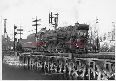 4EE380 RP 1946 NEW YORK CENTRAL RAILROAD 4-8-2 LOCO 2740 LITTLE FERRY NJ TRESTLE