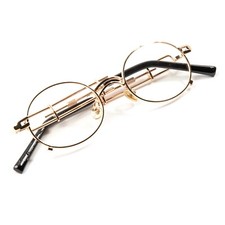 Vintage Men's Clear Lens Gold Retro Round Elegant Hip Hop Oval Glasses