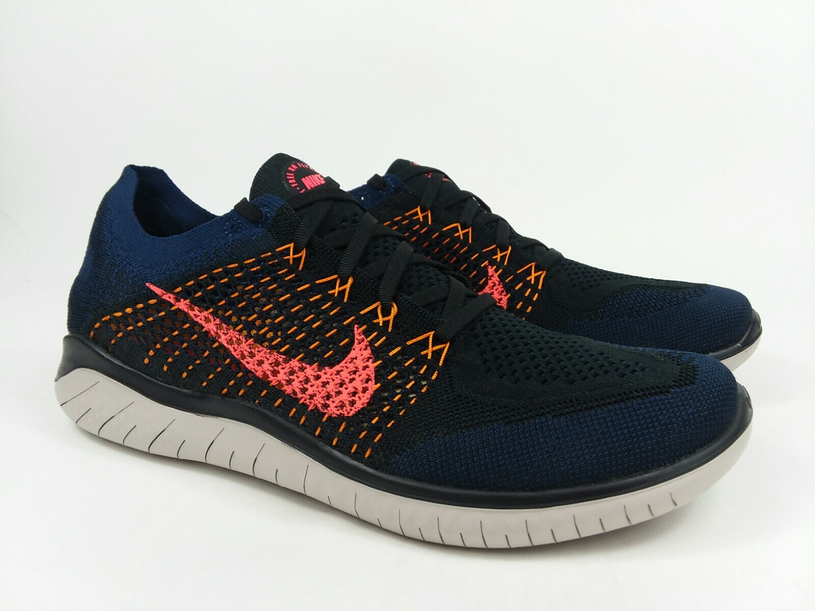 nike free rn flyknit 2018 black flash crimson orange peel