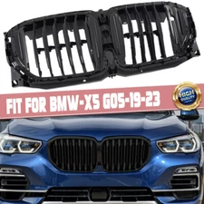 Glossy Black Front Kidney Radiator Grille Air Shutter For BMW X5 G05 2019-2023
