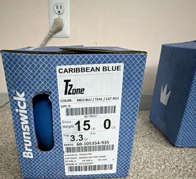 Brunswick TZone Caribbean Blue 15 lb Polyester Polished Spare Bowling Ball
