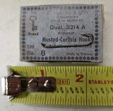 Mustad Carlisle Hooks, # 8, 100 Count, 1 Box (New) 3214 A