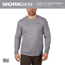 Milwaukee Men's Work Skin Medium Gray Light Weight Performance Long-Sleeve