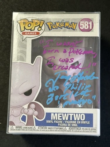 JAY GOEDE Signed Pokemon Mewtwo Funko Pop #581 w/ Inscription AUTO PSA