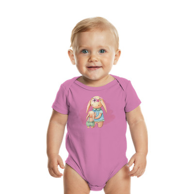 Baby Bodysuit Organic Cotton Hase Bunny Print Geschenk  - Organic Baby Bodysuit