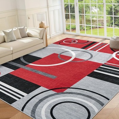1pc Large Modern Area Mat - Non-Slip Backing, Machine Washable Easy-Clean Mat i