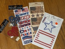 SCRAPBOOKING/Crafts MIXED LOT: Die Cuts Tie-Ups Stickers AMERICANA NEW