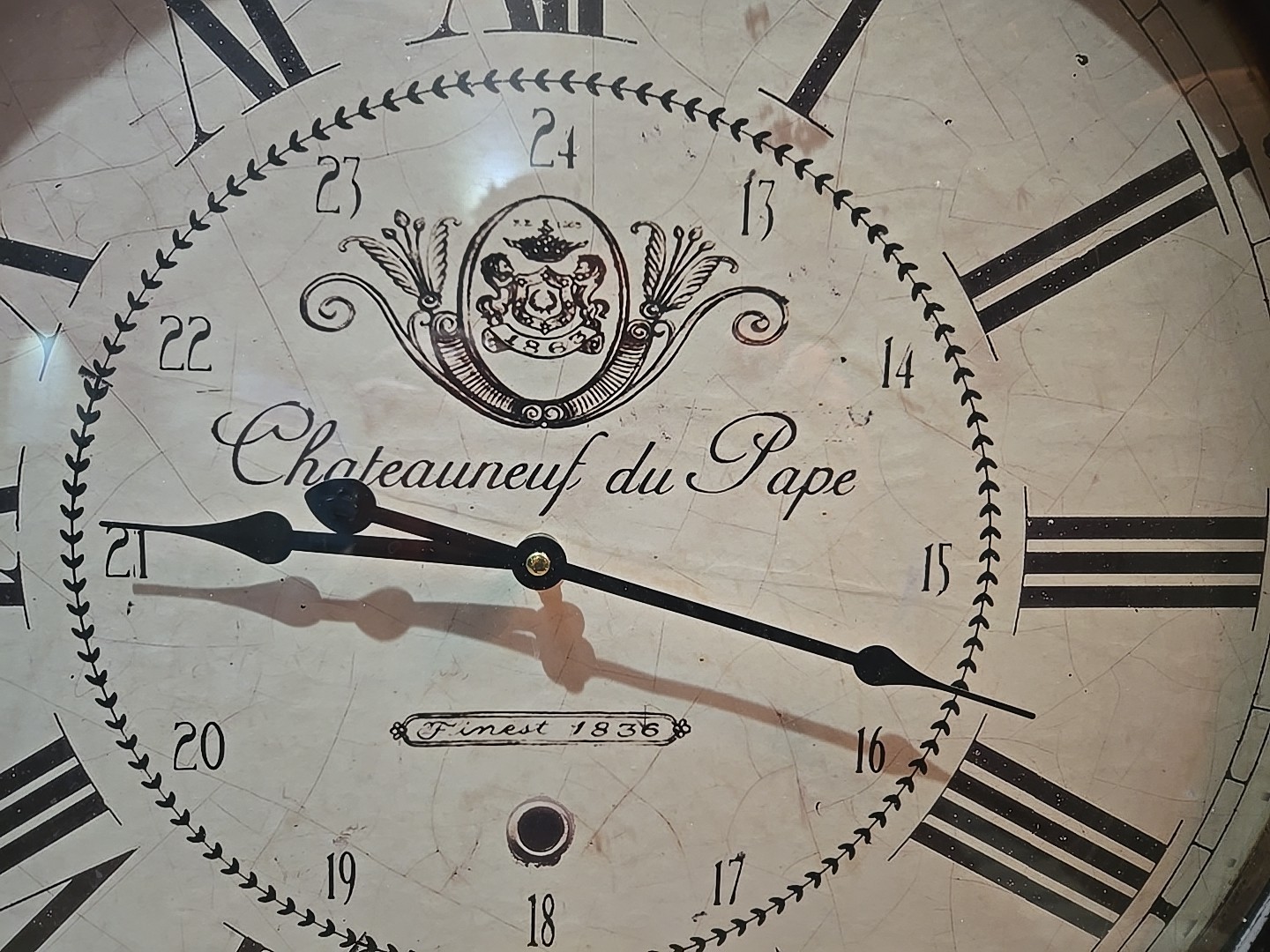 Large 24" Châteauneuf-du-Pape Wall Clock - Vintage French Wine Decor Metal