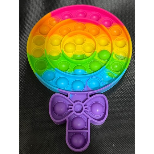 Rainbow Lollipop Pop It Fidget Toy Silicone Sensory Stress Relief Bubble Popper
