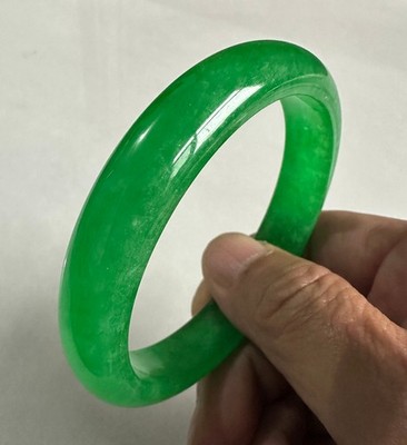 Real Natural Grade AAA Ice Green Burmese Jade jadeite bracelet bangle Gift 64MM