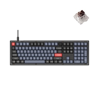 V6 Wired Custom Mechanical Keyboard Knob Version, Full-Size QMK/VIA Programma...