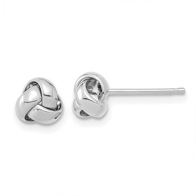 14 Karat Weißgold 6,5 mm poliert Liebesknoten Ohrstecker Damen