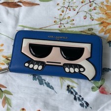 Karl Lagerfeld Paris Blue Zip-Around Wallet K...