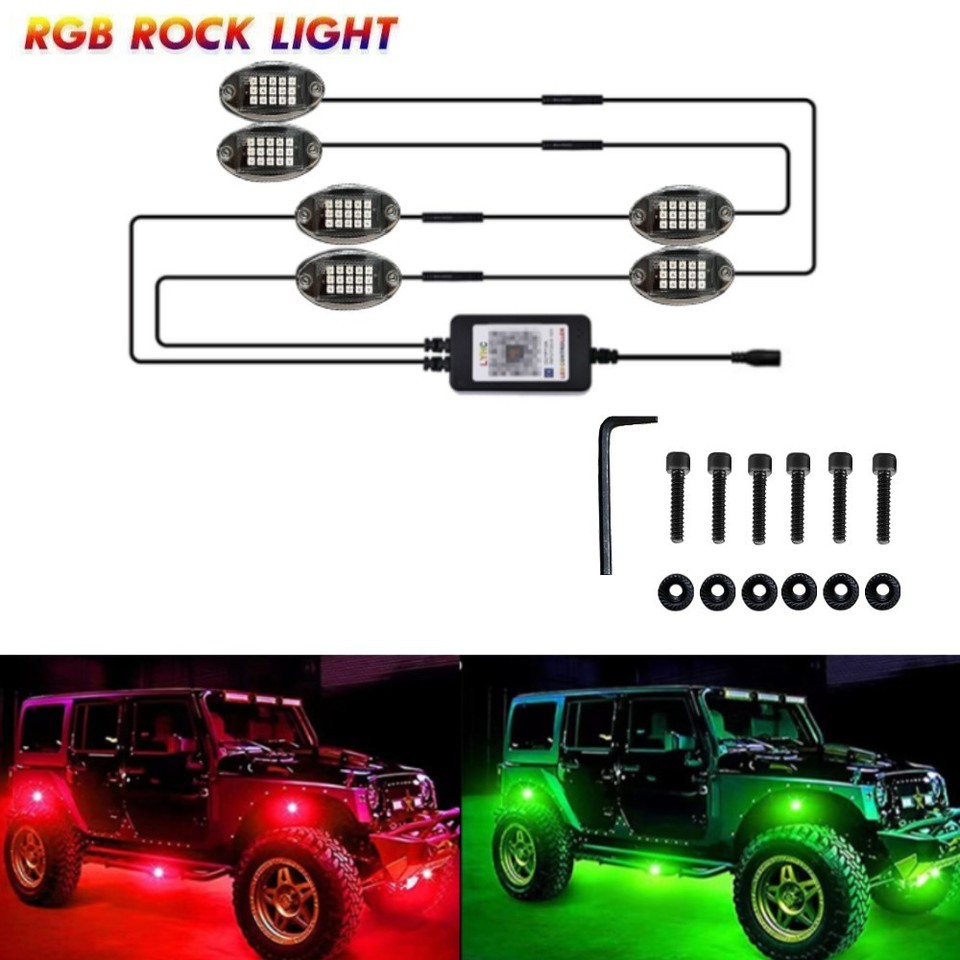 APP RGB LED Rock Lights Kits for Pickup Off-Road Truck ATV UTV JP ...