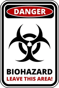 Danger Biohazard Leave This Area Self Adhesive Warning Sticker