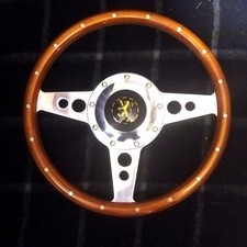 Idée KDO ? Volant Moto Lita 31cm bois et alu poli pour fans de Peugeot anciennes