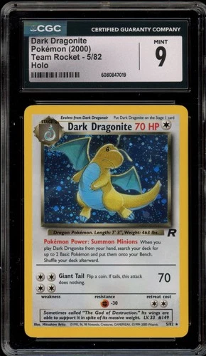Pokemon Dark Dragonite Team Rocket Unlimited Holo Rare #5 CGC 9 Mint