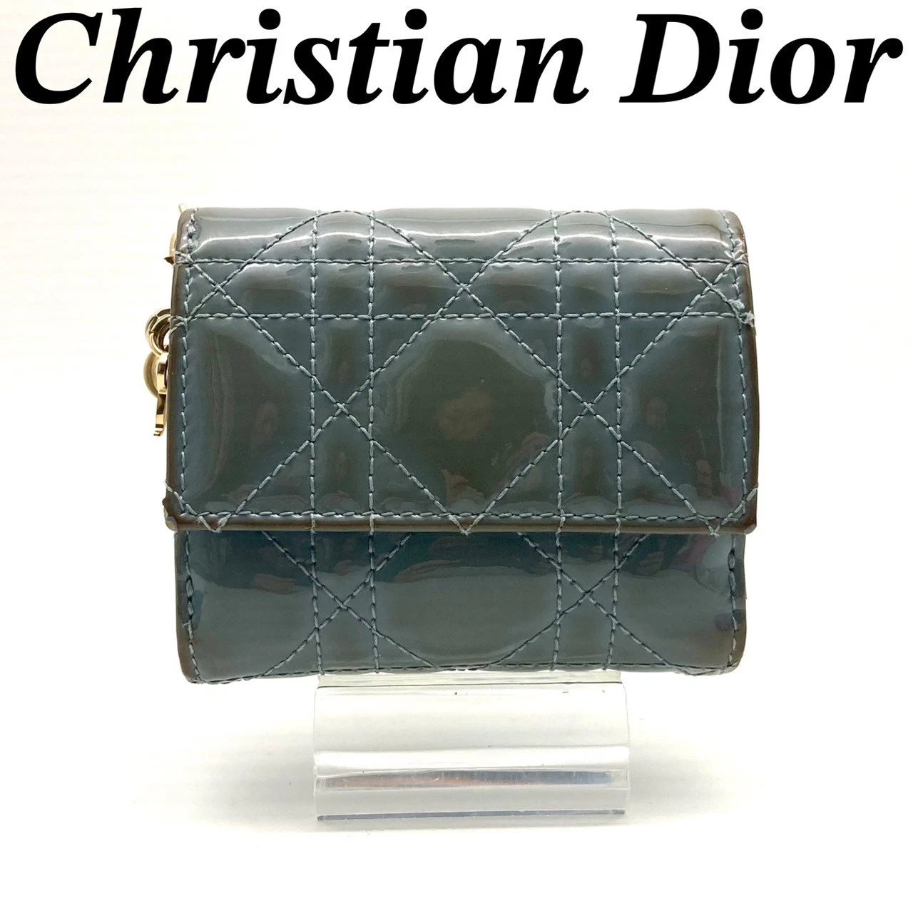 Portefeuille Christian Dior triple pli lotus émaillé