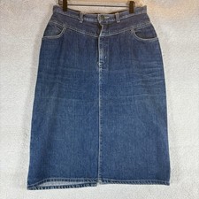 VTG 1980s GITANO 100 Cotton Denim Jean Midi Skirt Back Slit Women  s Size 12