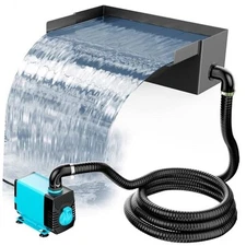  Pond Waterfall with Pump Kit, 304 Stainless Steel Waterfall Spillway with 40W 