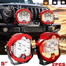 2pcs Red 5 Round Led Work Lights Bar Amber Drl Pods Fog Lamp Offroad Driving 2pcs Red 5 Round Led Work Lights Bar Amber Drl Pods Fog Lamp Offroad Driving
