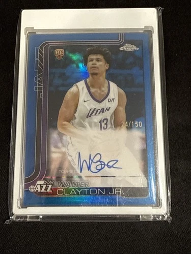 Topps Chrome Rookie Walter Clayton Jr RC Rookie Blue Refractor Auto /150 #24/150