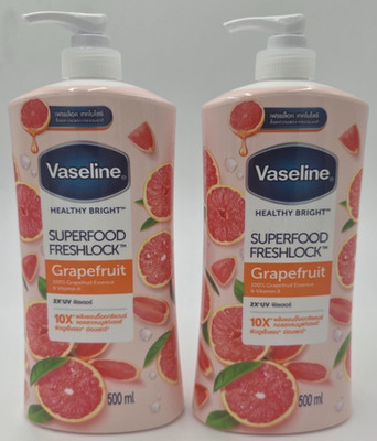 VASELINE Healthy Bright Superfood Freshlock Body Lotion Grapefruit Scent - 2 BTL