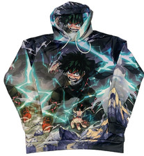 DEMON SLAYER ANIME PULL-OVER HOODED SWEATSHIRT ALL-OVER-PRINT MEN'S SIZE LARGE