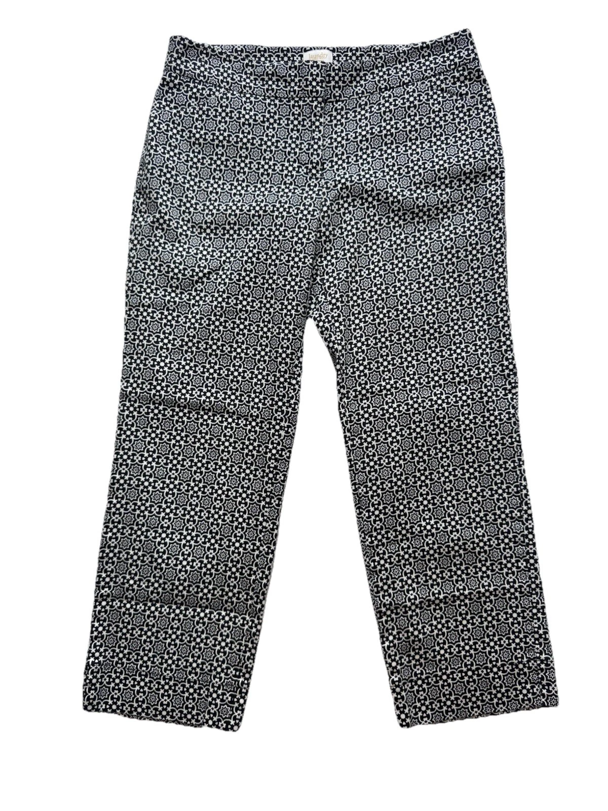 Women’s Laundry By Shelli Segal Black And White Patterned Capri Dress Pants #578