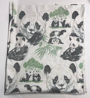 Vintage 80s/90s USA Made Panda Bear Bamboo Graphic 74x84 Blanket Cover Throw USA