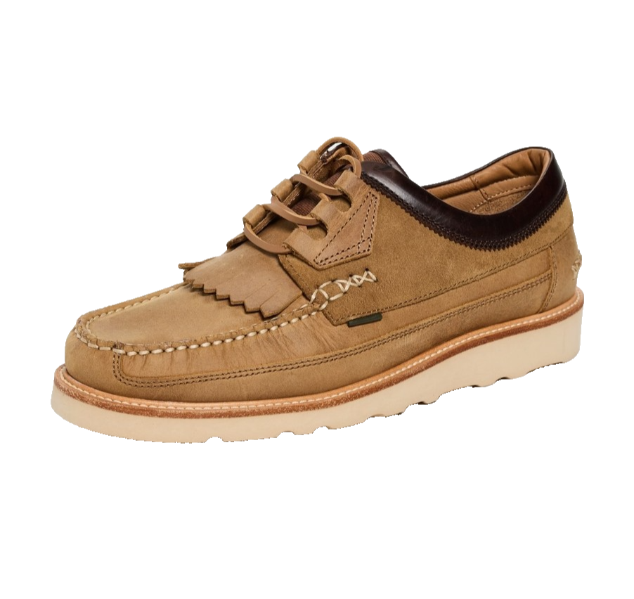 Barbour Grindon Leather Moccasin Boots Light Tan Chocolate Mens