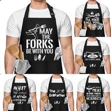 Stylish Black BBQ Apron with Adjustable Straps Perfect for Cooking Tasks